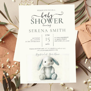 Muted Stuffed Bunny BABY SHOWER Invitation