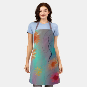 Muted tones abstract sunflowers apron