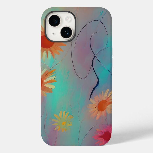Muted tones abstract sunflowers  Case-Mate iPhone case (Back)