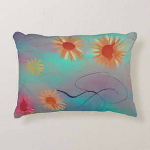 Muted tones abstract sunflowers decorative cushion