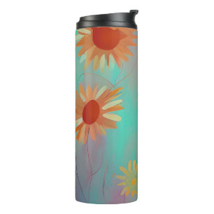 Muted tones abstract sunflowers  thermal tumbler