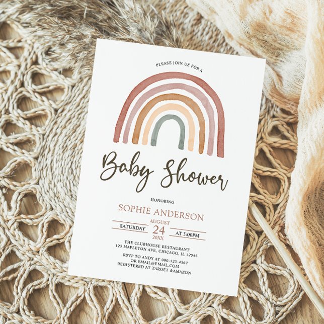 Muted Tones Boho Rainbow Baby Shower Invitation (Creator Uploaded)