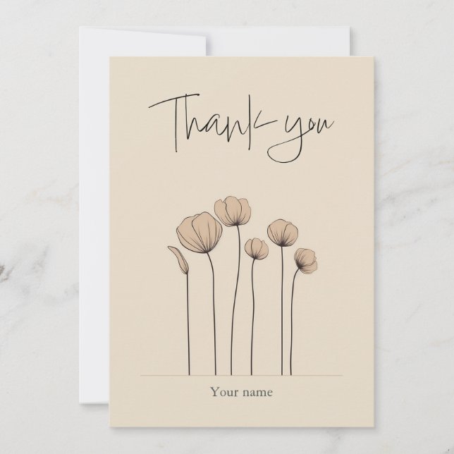 Muted tones bridal shower thank you card (Front)