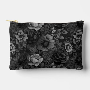 Muted Tones of Grey Floral Accessory Pouch