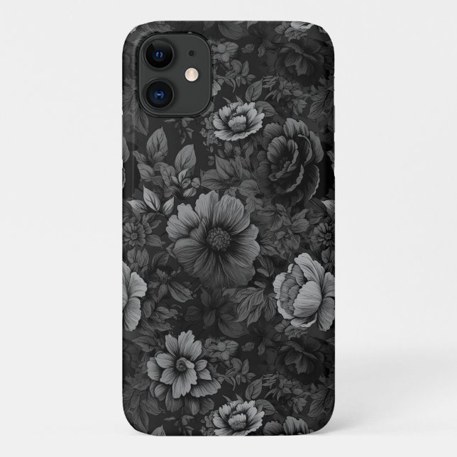 Muted Tones of Grey Floral  Case-Mate iPhone Case (Back)