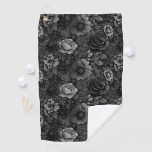 Muted Tones of Grey Floral Golf Towel