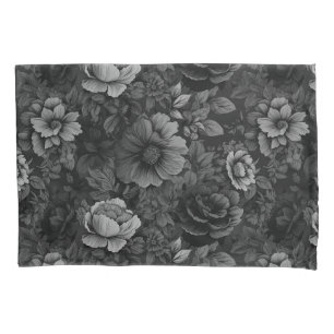 Muted Tones of Grey Floral Pillowcase