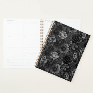 Muted Tones of Grey Floral Planner