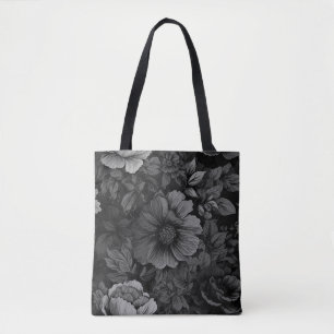 Muted Tones of Grey Floral Tote Bag