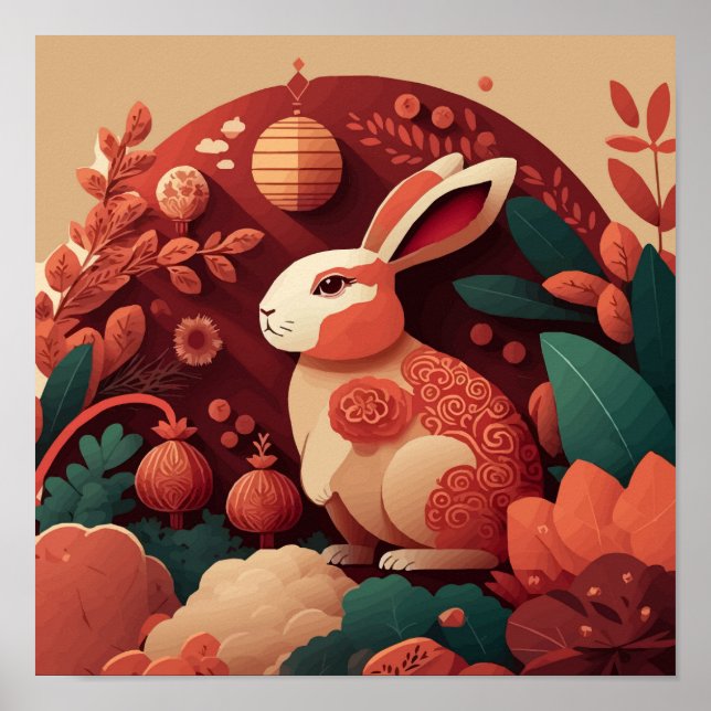 Muted Tones Rabbit Chinese New Year Poster (Front)