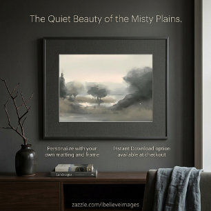 Muted tones watercolor landscape painting poster