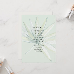 Muted Tropical Foliage Wedding Mint Rehearsal Invitation
