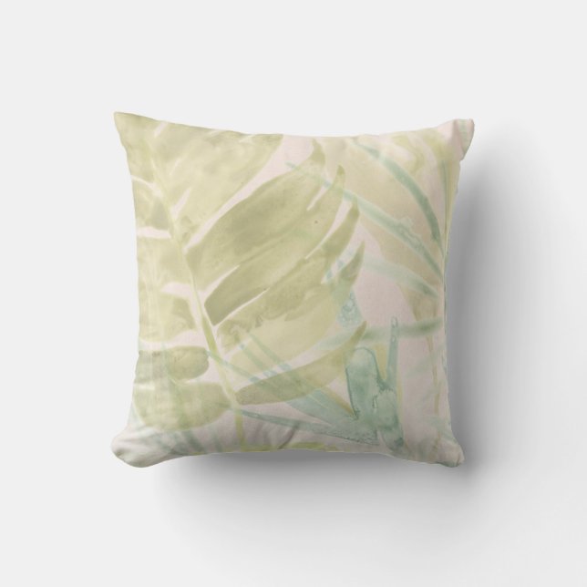 Muted Tropical Leaves Cushion (Front)