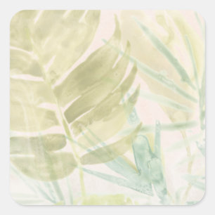 Muted Tropical Leaves Square Sticker