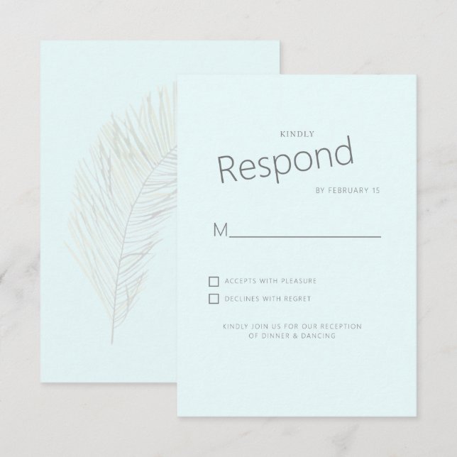 Muted Tropical Palm Ice Blue II Wedding RSVP Card (Front/Back)
