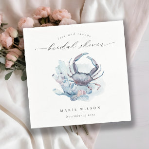 Muted Underwater Crab Coral Nautical Bridal Shower Napkin