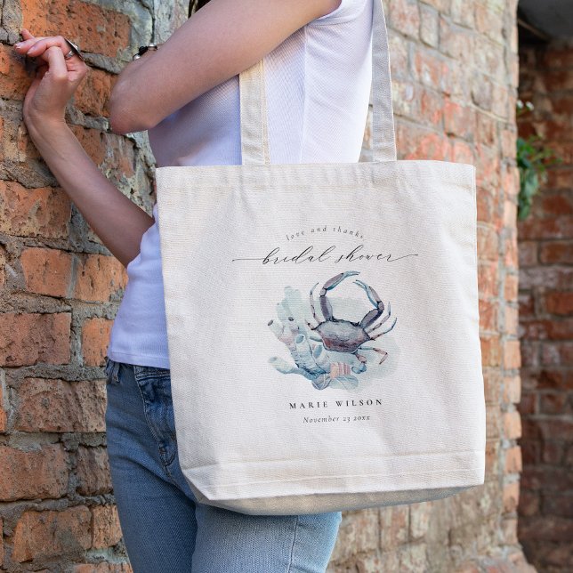 Muted Underwater Crab Coral Nautical Bridal Shower Tote Bag (Creator Uploaded)