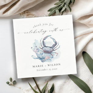 Muted Underwater Crab Coral Nautical Wedding Napkin