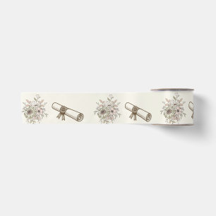 Muted Vintage Floral Graduation Satin Ribbon