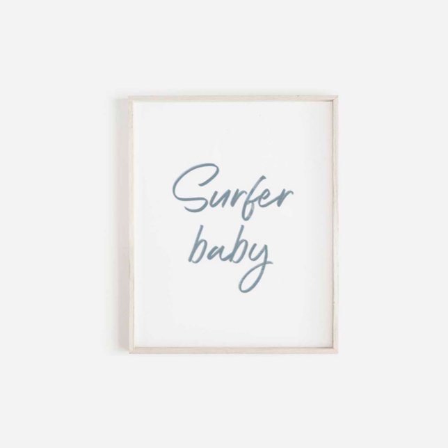 Muted watercolor blue surfer baby poster (Creator Uploaded)