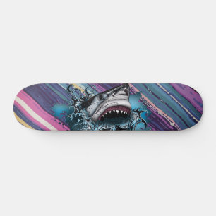 Muted Wave Stripe Shark Abstract Art Skateboard