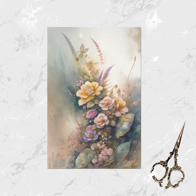 Muted Yellow Flowers Watercolor Tissue Paper (Creator Uploaded)