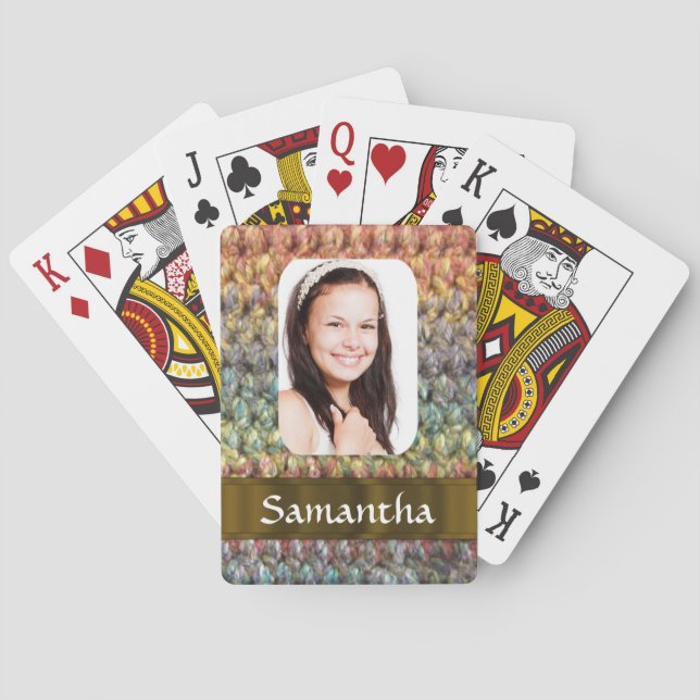 Muticolored wool photo template playing cards (Back)