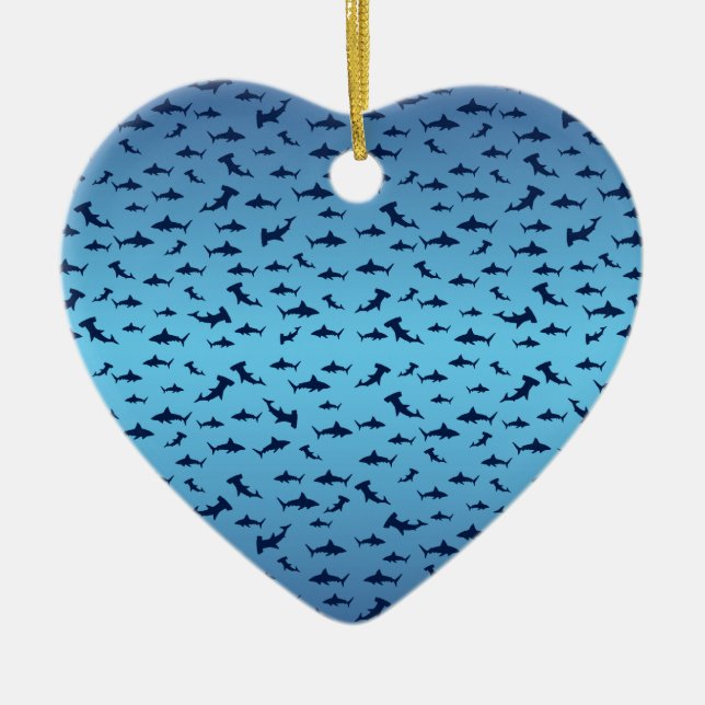 Mutilple Hammer Head Sharks Ceramic Tree Decoration (Front)
