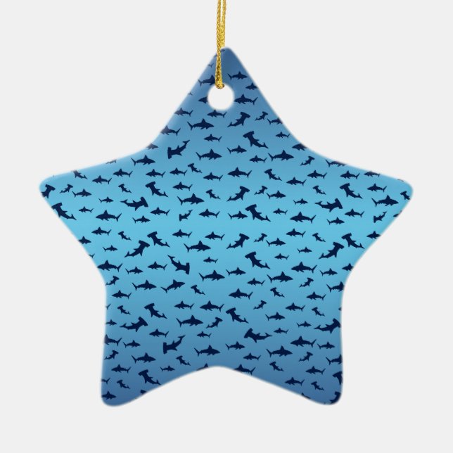 Mutilple Hammer Head Sharks Ceramic Tree Decoration (Front)