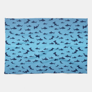 Mutilple Hammer Head Sharks Tea Towel