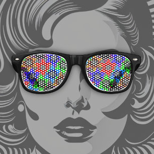 Mutli-Coloured Stars of David Bar Mitzvah Retro Sunglasses