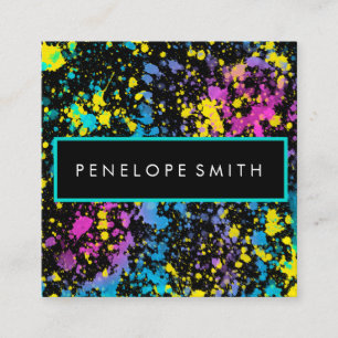 Mutlicolor Paint Splatter Makeup Artist  Square Business Card
