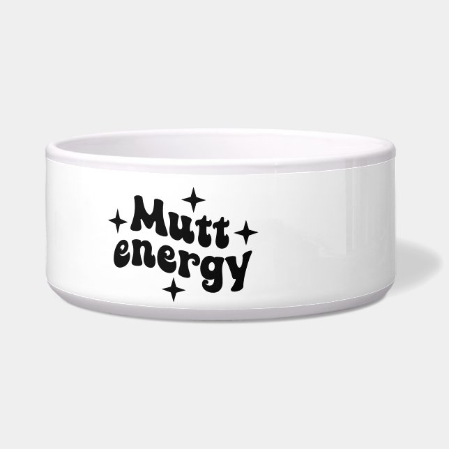 Mutt Energy Ceramic Dog Bowl  (Left)