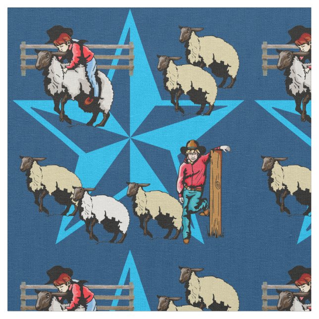 Mutton Bustin Rodeo Western Fabric (Close Up)