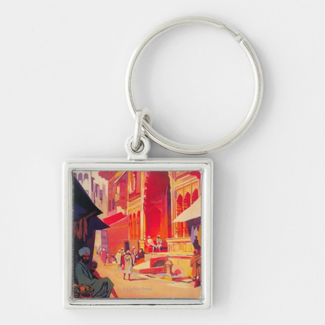 Muttra Krishna Temple Travel Poster Key Ring (Front)