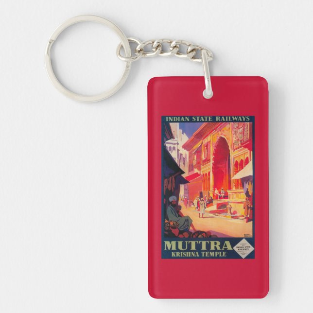 Muttra Krishna Temple Travel Poster Key Ring (Front)