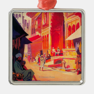 Muttra Krishna Temple Travel Poster Metal Tree Decoration