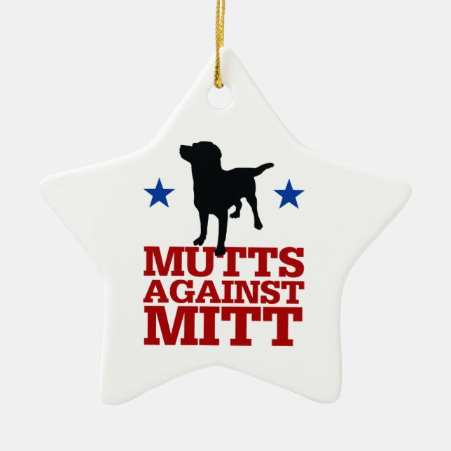 Mutts Against Mitt Ceramic Tree Decoration (Front)