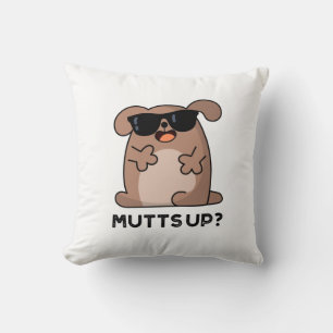 Mutts Up Funny Doggie Pun Cushion