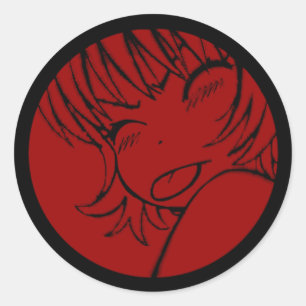 muuhh - cute anime - kawaii >_< red classic round sticker