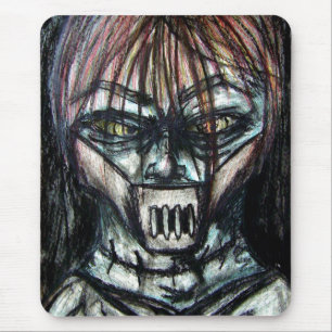 Muzzled Patient in Straitjacket Charcoal Art Mouse Pad