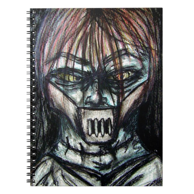 Muzzled Patient in Straitjacket Charcoal Art Notebook (Front)