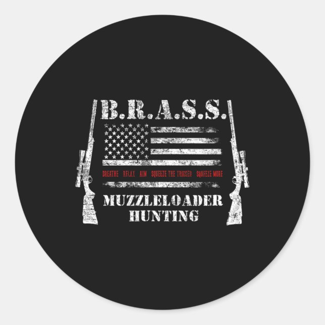 Muzzleloader Accessories Rifles Usa Flag Deer Fire Classic Round Sticker (Front)