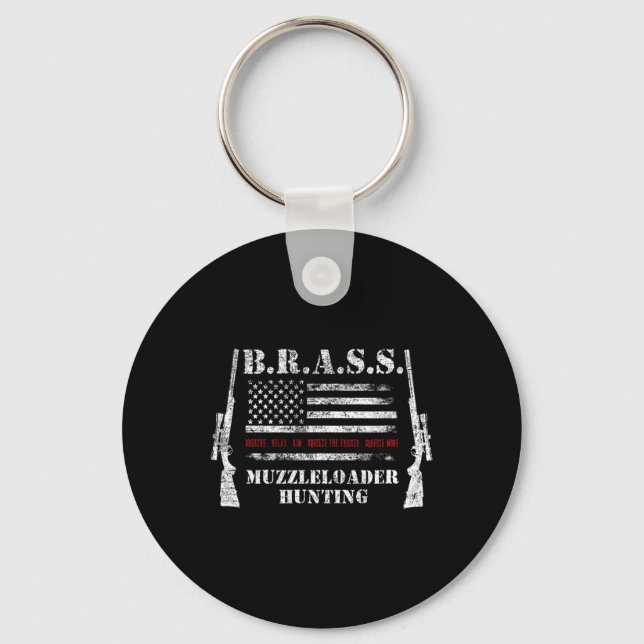 Muzzleloader Accessories Rifles Usa Flag Deer Fire Key Ring (Front)