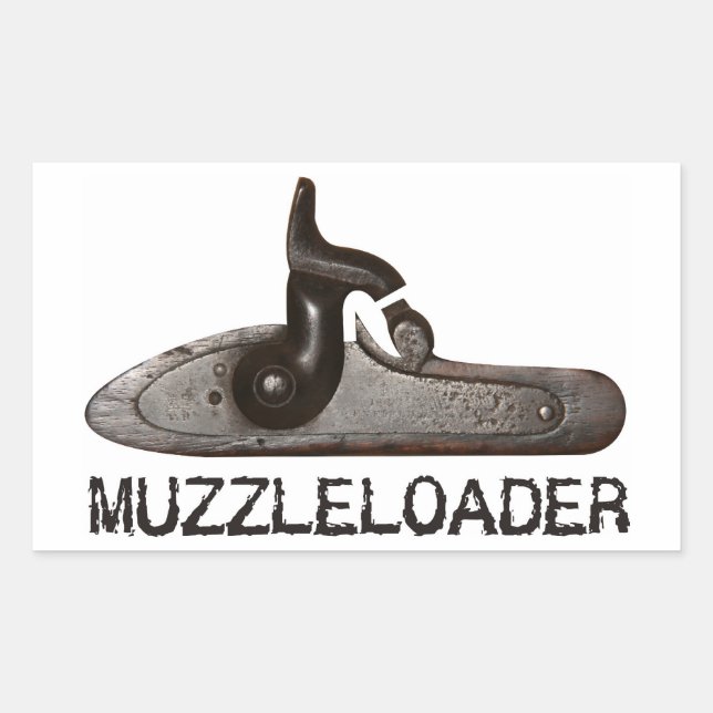 Muzzleloader breech & hammer, black powder rifle rectangular sticker (Front)
