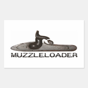 Muzzleloader breech & hammer, black powder rifle rectangular sticker