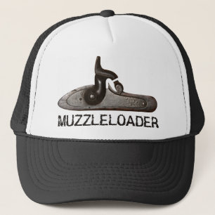 Muzzleloader breech & hammer, black powder rifle trucker hat