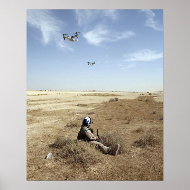 MV-22B Ospreys fly over US Navy Hospital Corpsm Poster (Front)