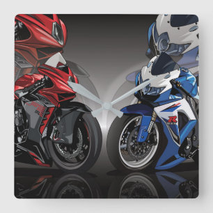 MV Agusta F3 x Suzuki GSX-R Square Wall Clock