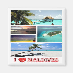 MV - Maldives - I Love - Collage Magnet